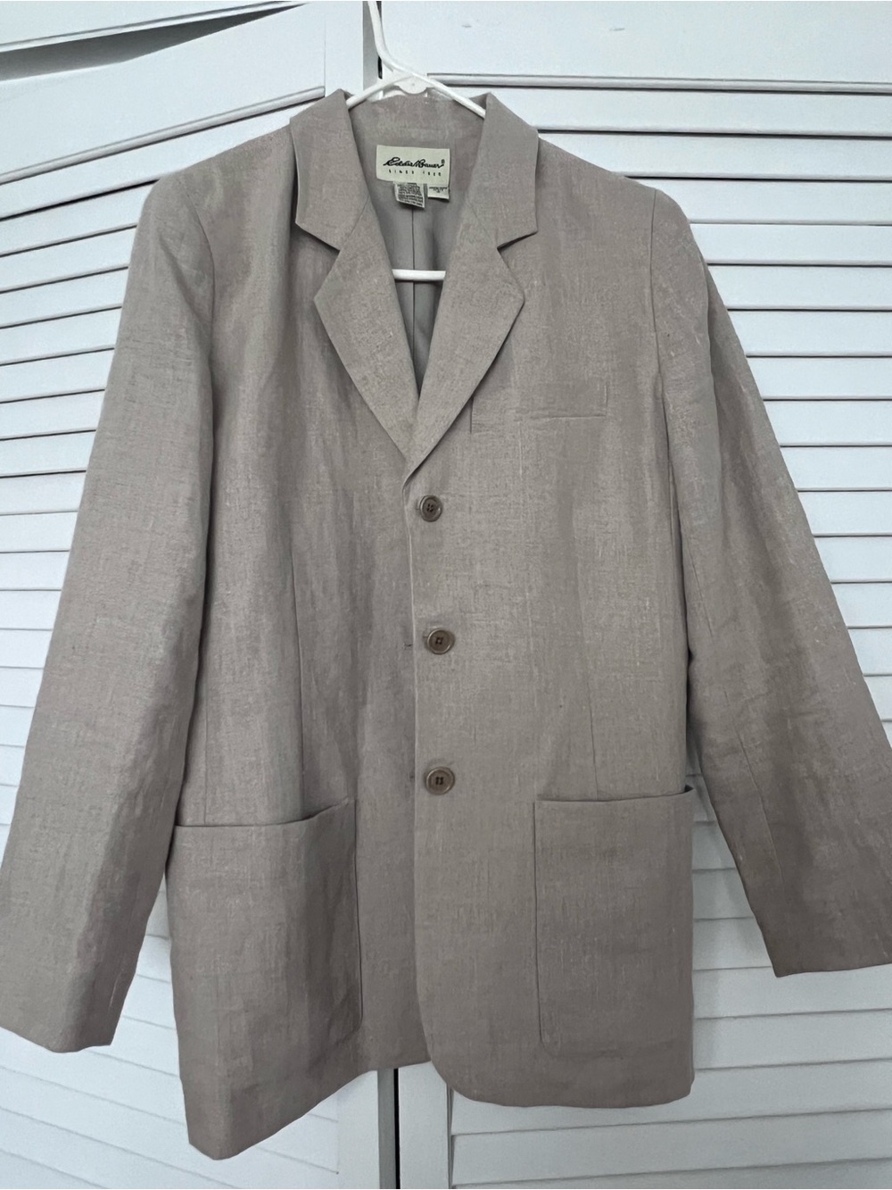Vintage Eddie Bauer Women’s Light Taupe Linen-Blend Blazer 4P